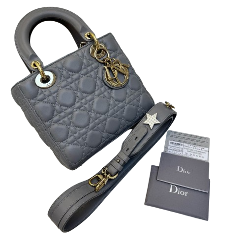 Dior Lady Dior Medium Grey Cannage Bag (4 Grids)