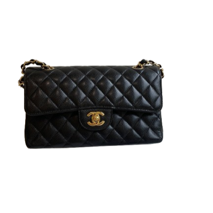 Chanel Small Classic Flap Black Caviar Leather with Gold Hardware