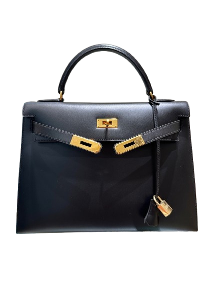 1997 Hermès Kelly 32 Box Calf Leather, Gold Hardware ◯A Stamp
