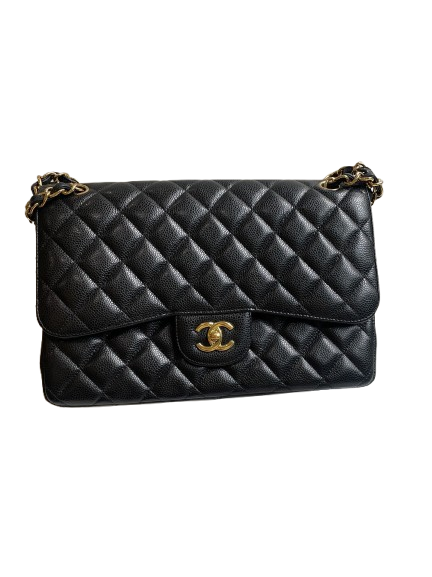 Chanel Classic Flap Bag CF Black Gold Jumbo Flap Bag