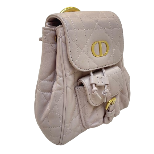 Small Dior Caro Backpack Powder Pink Macrocannage Lambskin