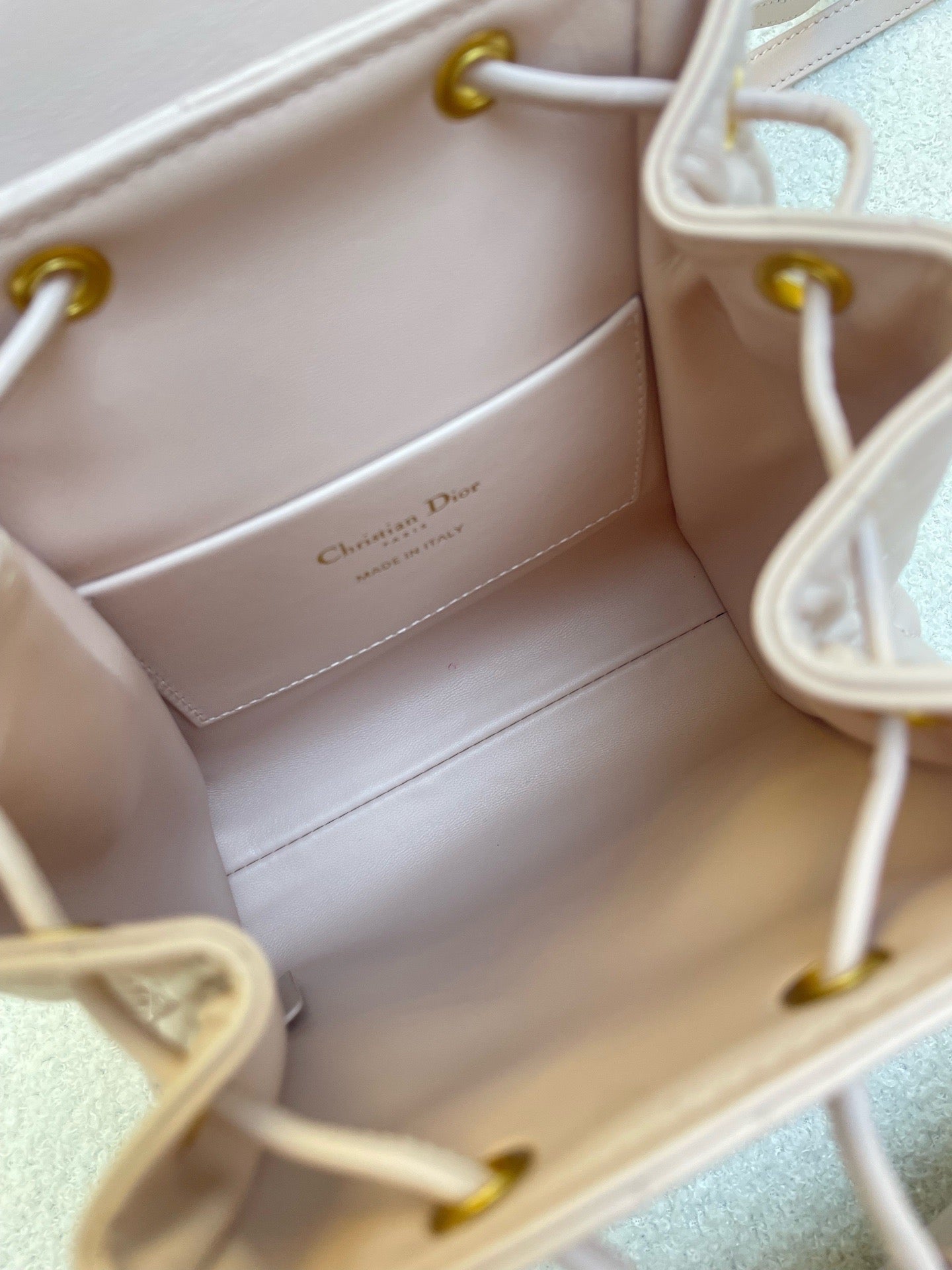Small Dior Caro Backpack Powder Pink Macrocannage Lambskin