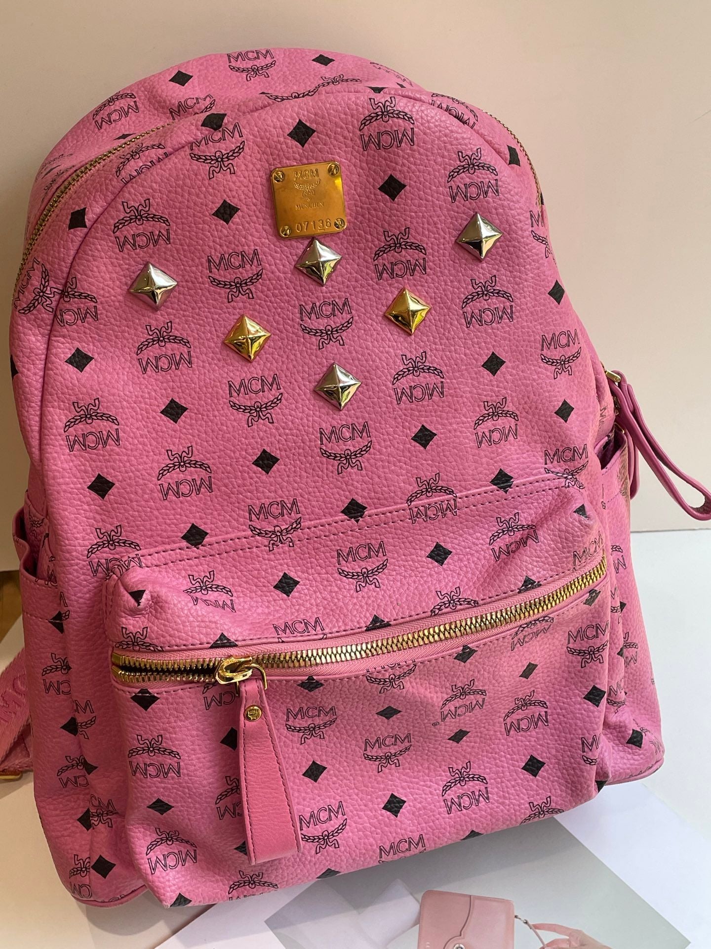 MCM Classic Printed Rivet Backpack